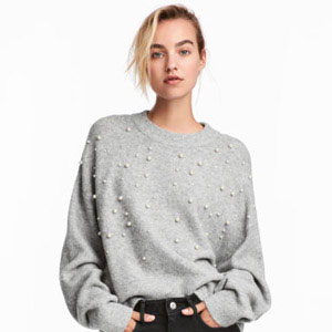 sweater with pearls zara