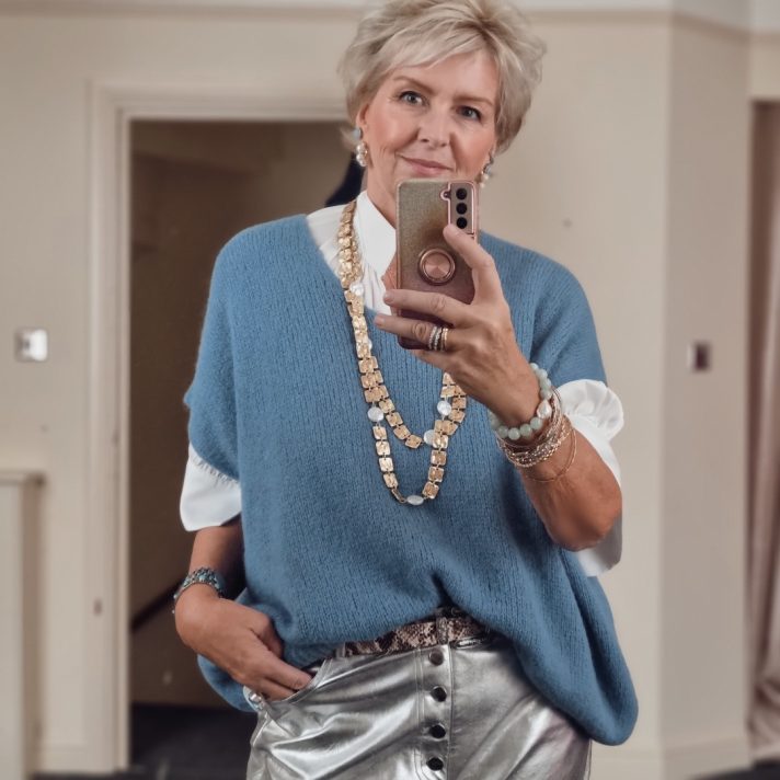 Denim Mohair Sleeveless Sweater