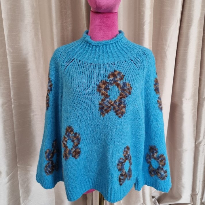 Turquoise Flower Sweater