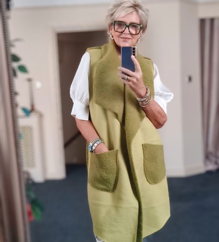 Lime Suede Look Faux Fur Gilet