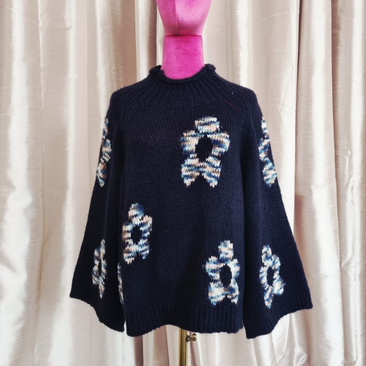 Navy Flower Sweater