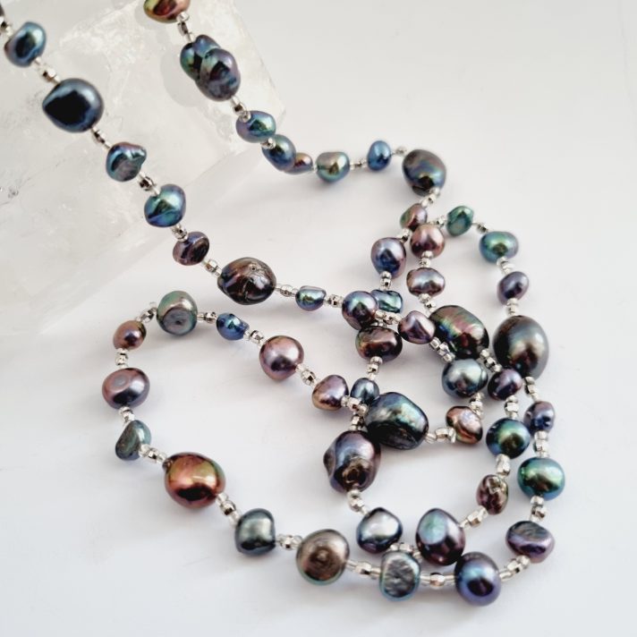 Peacock & Crystal Pearl Necklace